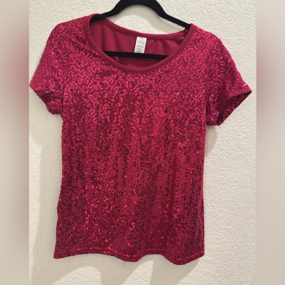 Sequin Red Women's  Short sleeve Top